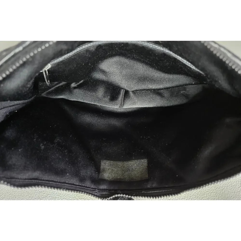 Vintage Judith Leiber Black Ostrich Leather Shoulder Bag Handbag Crescent Shape